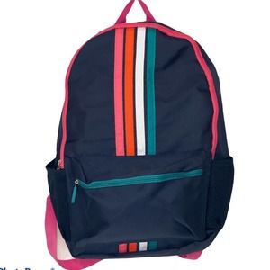Navy Colorful Striped Kids Backpack Book Bag